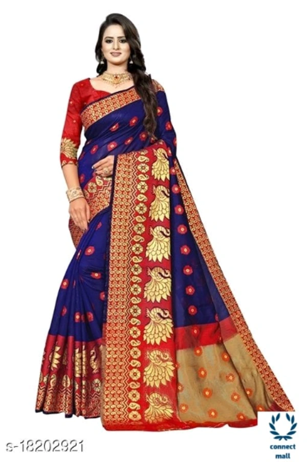 COTTON BASED JACQUARD SAREES - Saree LengthSize:5.5m Blouse Lenght Size:0.8, Cotton Silk, Zari woves, Pack of:1